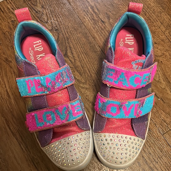 Skechers Flip Kicks Reverse Sequins Twinkle Toes Sneaker 3.5 Youth - Picture 2 of 10